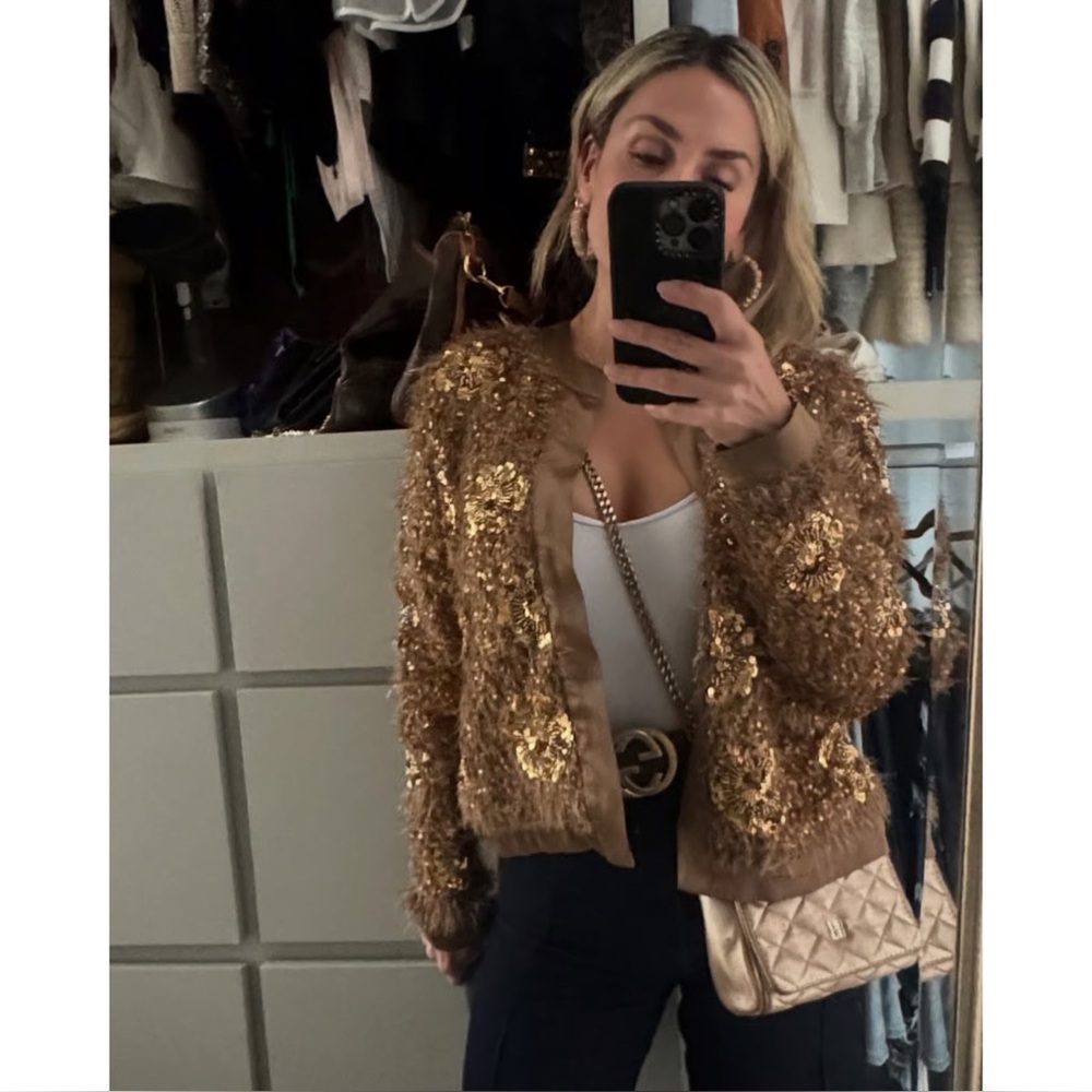 Zara Gold Sequin Bomber Jacket - Picture 7 of 8